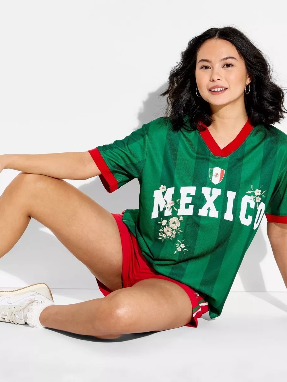 Green Mexico Soccer Jersey with Floral Embroidery